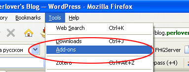 Работа с Add-ons в Firefox